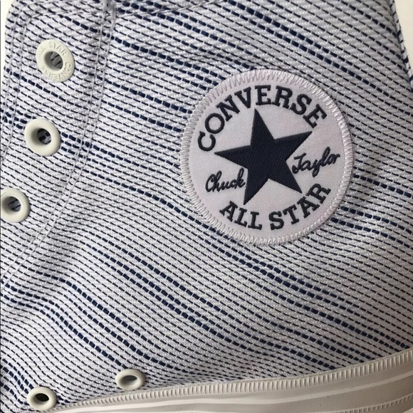CONVERSE Chuck Taylor Hi Top Sneakers M12 W14 Blue White Stripe - Picture 4 of 9